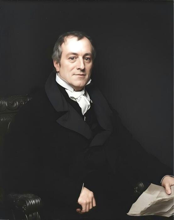Ein coloriertes Portrait von David Ricardo.