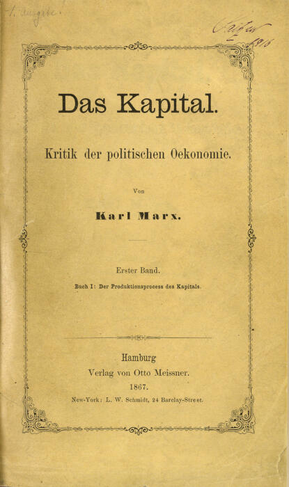 Cover der Erstausgabe von Karl Marxs "Das Kapital".